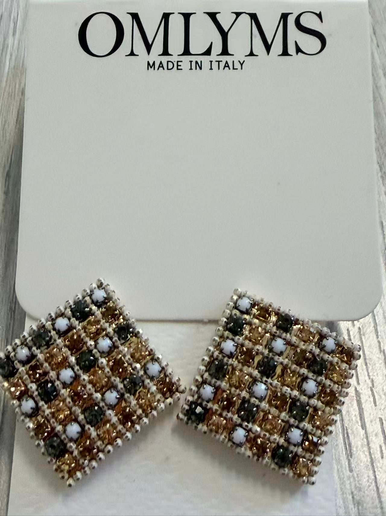 The Omlyms Mosaic Beaded Square Earrings